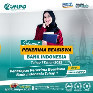 Surat Keputusan Penetapan Penerima Beasiswa Bank Indonesia UMPO Tahap 1 Tahun 2022