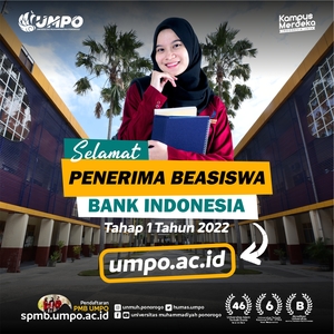 Surat Keputusan Penetapan Penerima Beasiswa Bank Indonesia UMPO Tahap 1 Tahun 2022